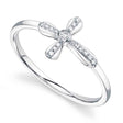 Diamond Sideway Cross Ring 14K White Gold (0.06ct)