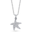 Round Diamond Starfish Pendant Necklace 14K White Gold (0.15ct)