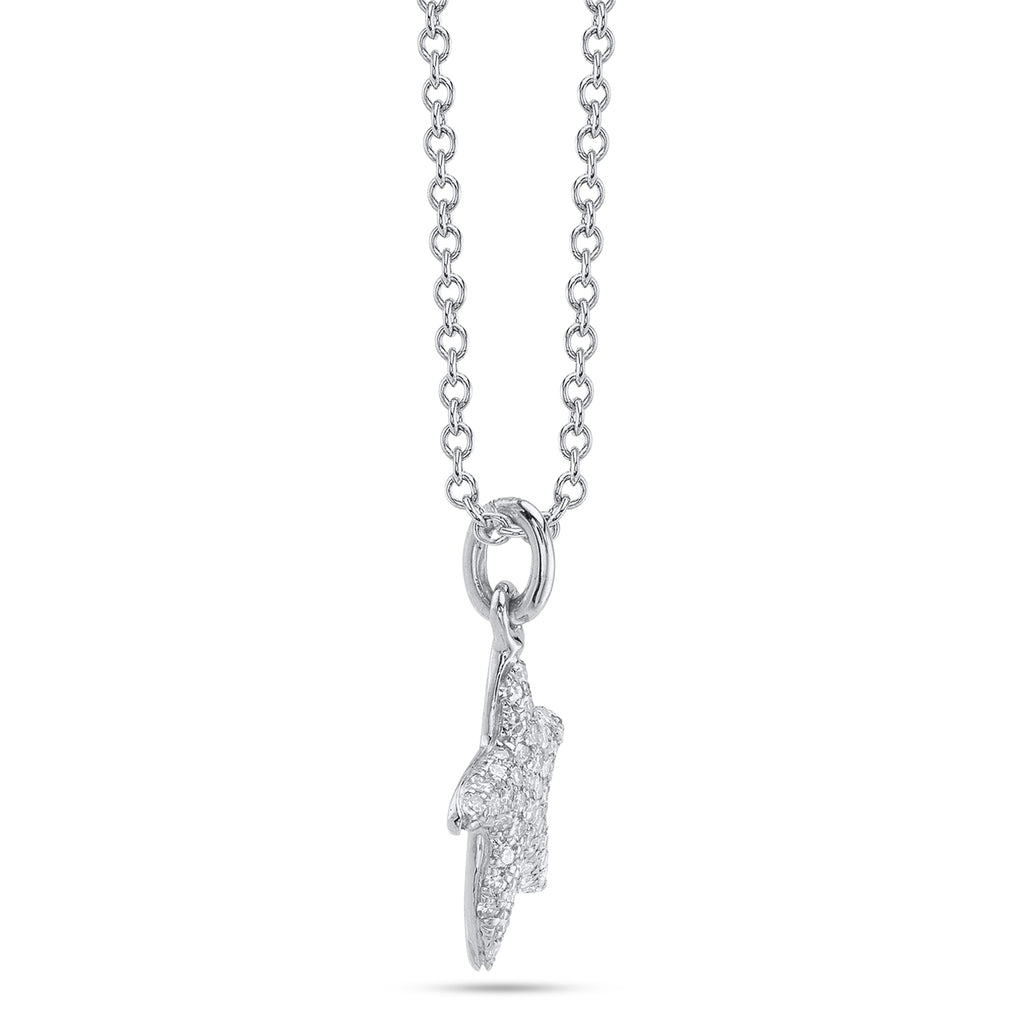Round Diamond Starfish Pendant Necklace 14K White Gold (0.15ct)
