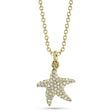Round Diamond Starfish Pendant Necklace 14K Yellow Gold (0.15ct)