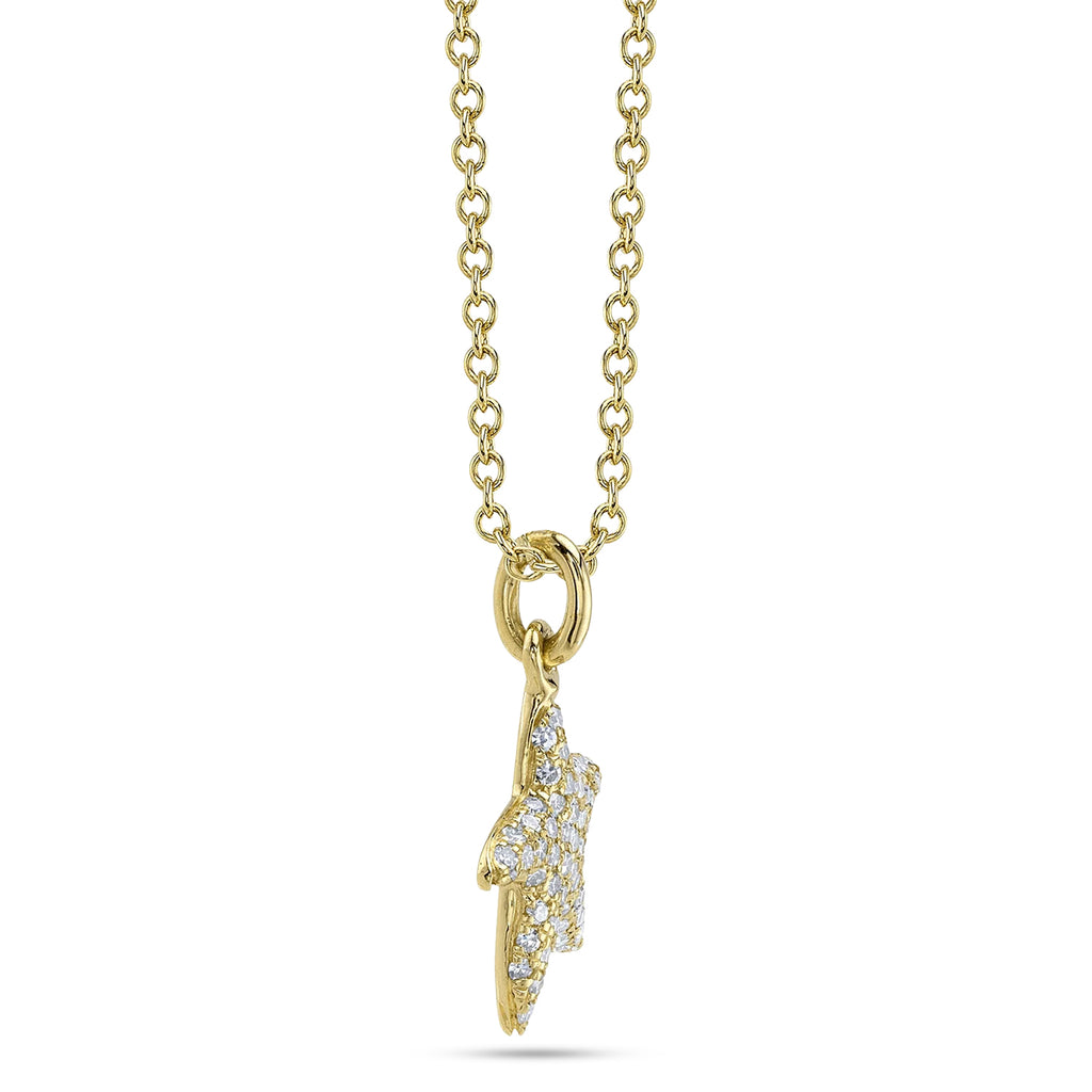 Round Diamond Starfish Pendant Necklace 14K Yellow Gold (0.15ct)