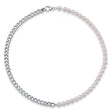 Cultured Pearl Link Collar Necklace 14K White Gold