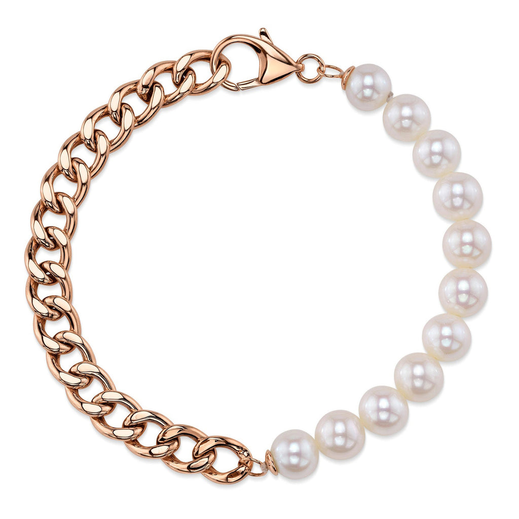Cultured Pearl Link Bracelet 14K Rose Gold
