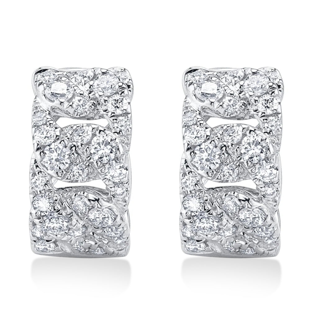 Diamond Link Huggie Earrings 14K White Gold (0.48ct)