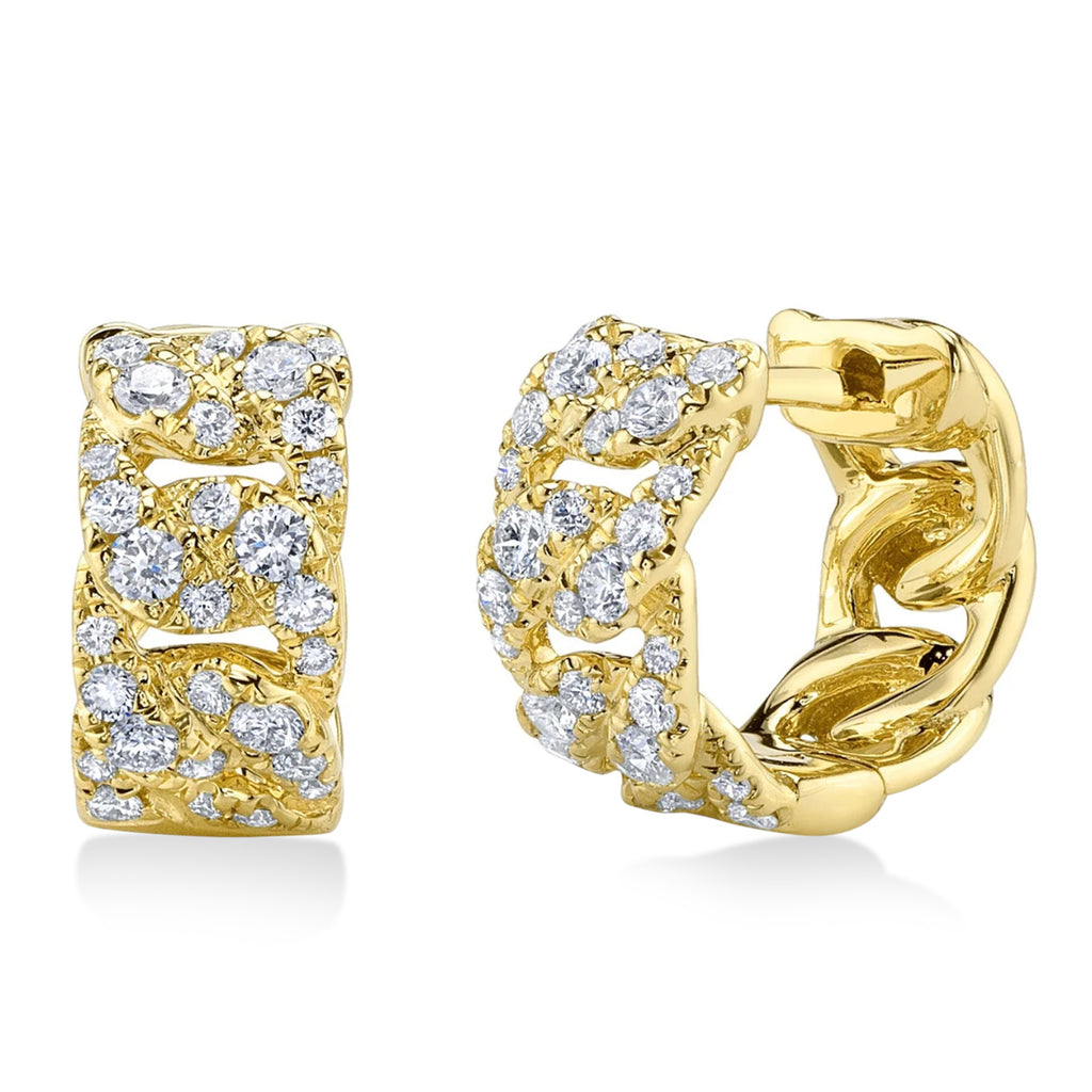 Diamond Link Huggie Earrings 14K Yellow Gold (0.48ct)