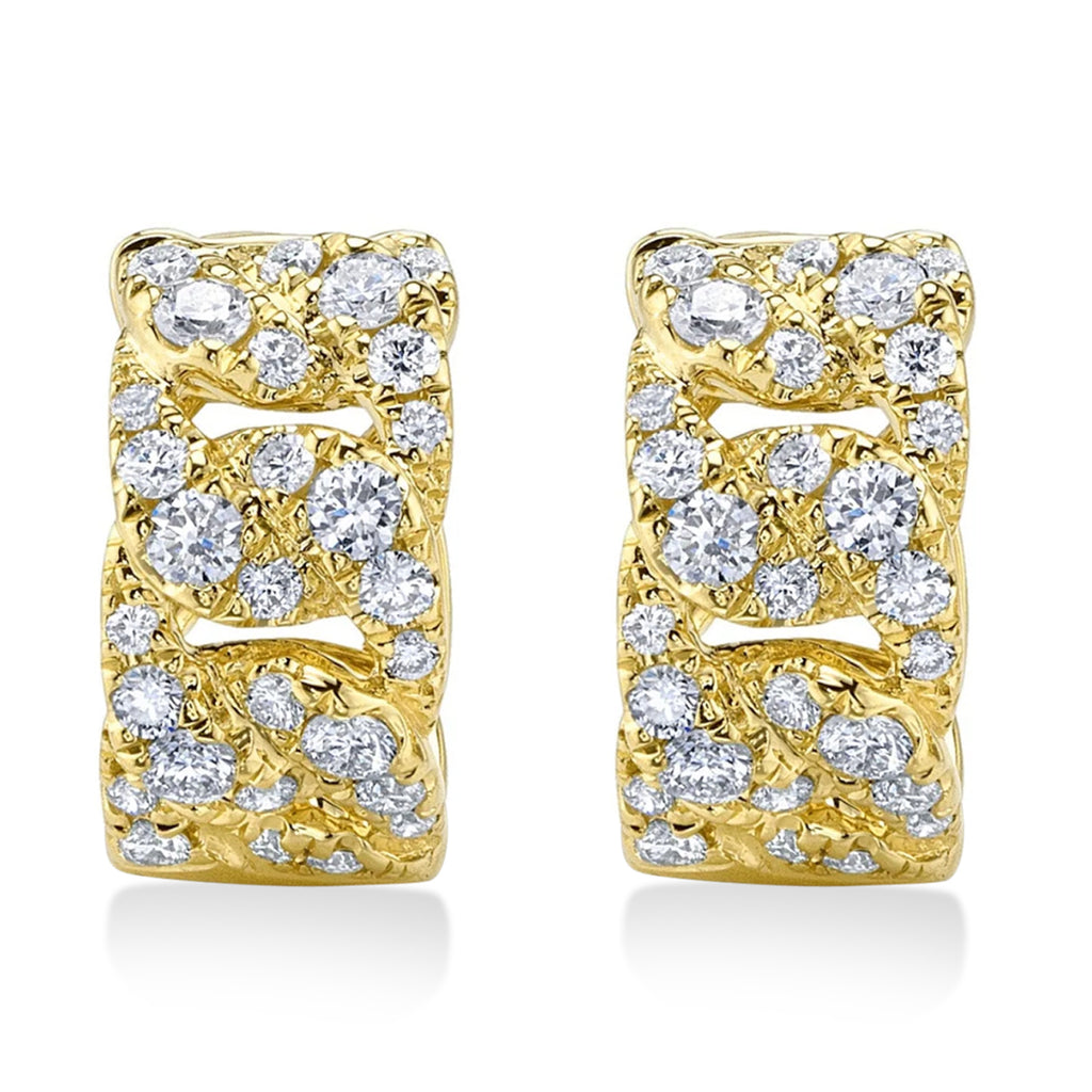 Diamond Link Huggie Earrings 14K Yellow Gold (0.48ct)