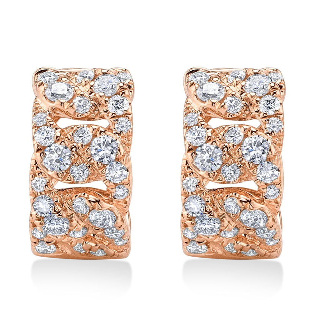 Diamond Link Huggie Earrings 14K Rose Gold (0.48ct)