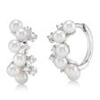 Cultured Pearl & Diamond Huggie Earrings 14K White Gold (0.17ct)