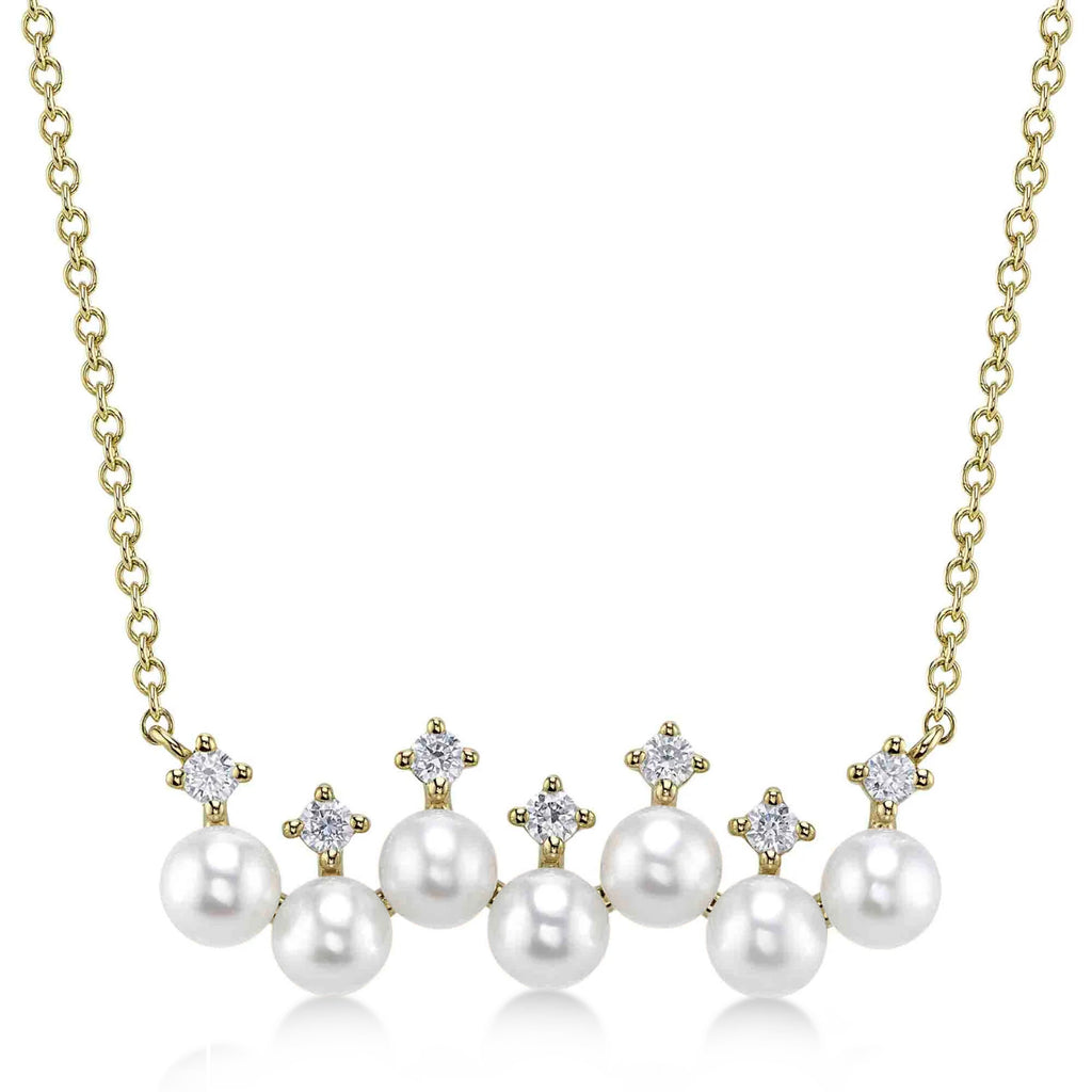 Cultured Pearl & Diamond Pendant Necklace 14K Yellow Gold (0.16ct)