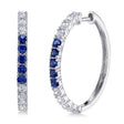 Lab Blue Sapphire & Diamond Hoop Earrings 14K White Gold (1.52ct)
