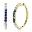 Blue Sapphire & Diamond Hoop Earrings 14K Yellow Gold (1.52ct)