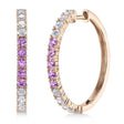 Pink Sapphire & Diamond Hoop Earrings 14K Rose Gold (1.54ct)