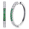 Lab Emerald & Diamond Hoop Earrings 14K White Gold (1.41ct)