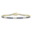 Lab Blue Sapphire & Diamond Tennis Bracelet 14K Yellow Gold (3.72ct)
