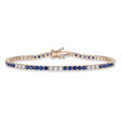 Lab Blue Sapphire & Diamond Tennis Bracelet 14K Rose Gold (3.72ct)