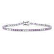 Lab Pink Sapphire & Diamond Tennis Bracelet 14K White Gold (3.51ct)