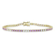 Lab Pink Sapphire & Diamond Tennis Bracelet 14K Yellow Gold (3.51ct)