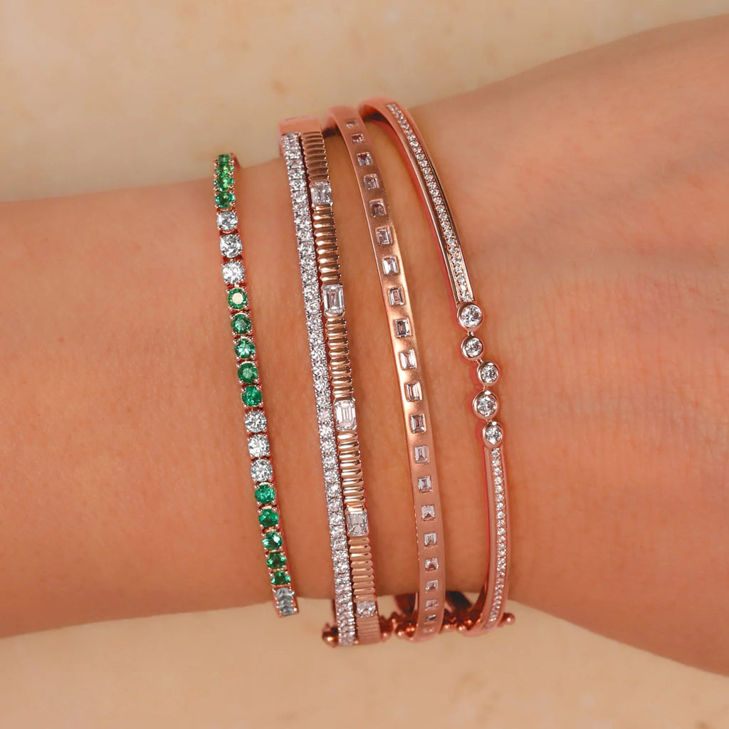 Lab Emerald & Diamond Tennis Bracelet 14K Rose Gold (3.24ct)