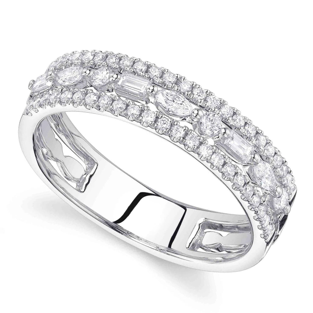Diamond Baguette Marquise Wedding Band 14K White Gold (0.47ct)
