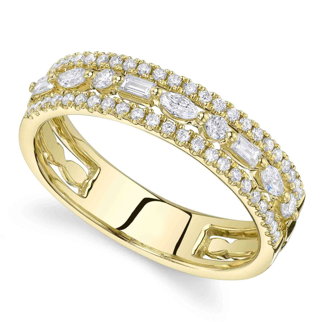 Diamond Baguette Marquise Wedding Band 14K Yellow Gold (0.47ct)