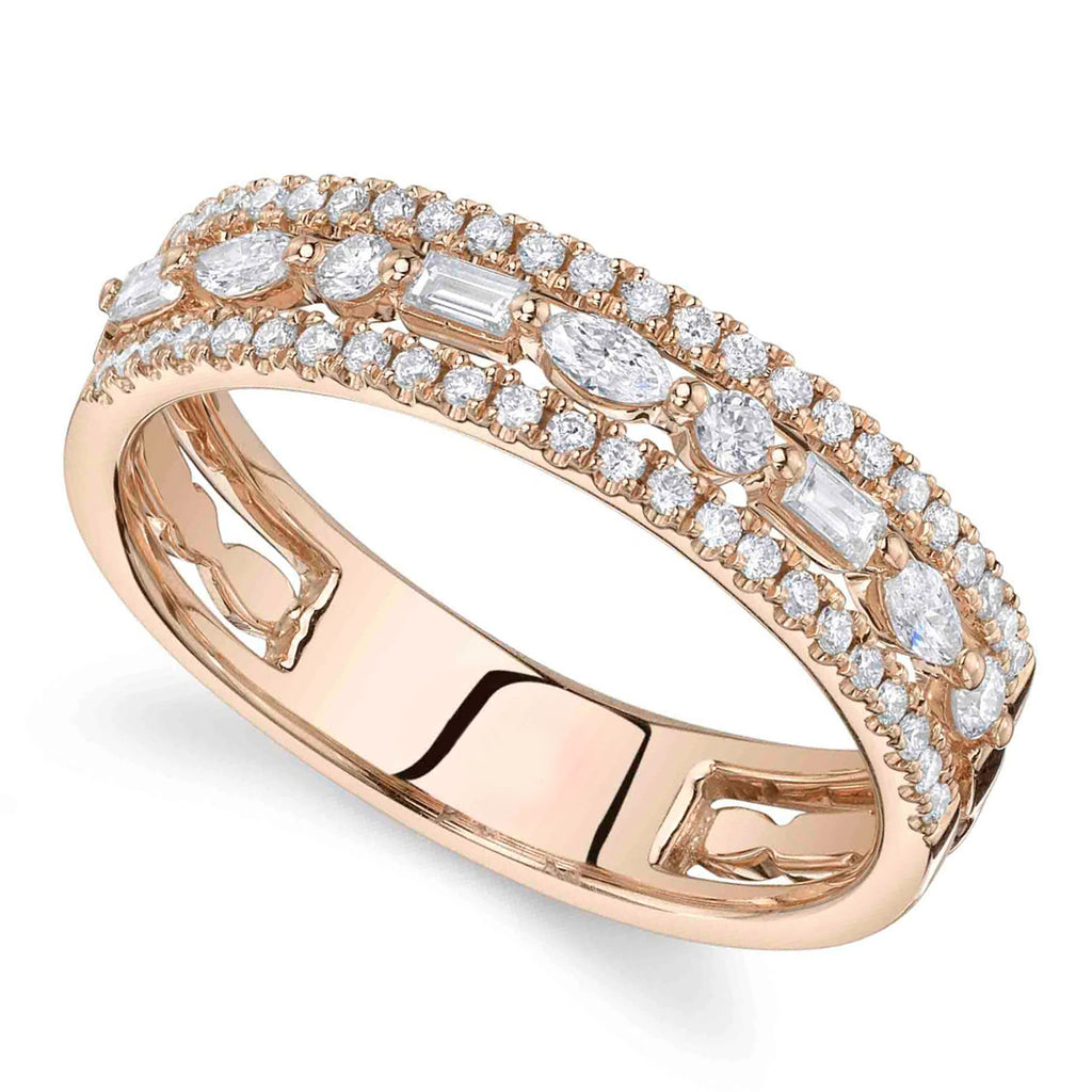 Lab Grown Diamond Baguette Marquise Wedding Band 14K Rose Gold (0.47ct)