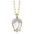 Mother of Pearl & Diamond Flower Pendant Necklace 14K Yellow Gold (1.80ct)