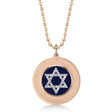 Lapis & Diamond Jewish Star of David Disc Pendant Necklace 14K Rose Gold (2.59ct)