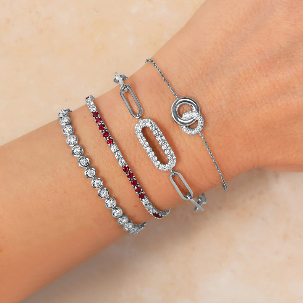 Ruby & Diamond Tennis Bracelet 14K White Gold (3.69ct)