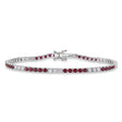 Lab Ruby & Diamond Tennis Bracelet 14K White Gold (3.69ct)