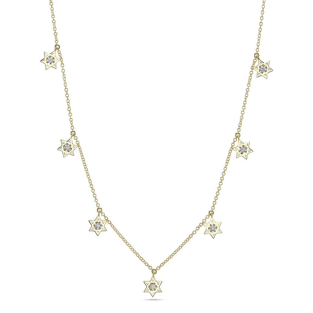 Round Diamond Star of David Pendant Necklace 14K Yellow Gold (0.16ct)