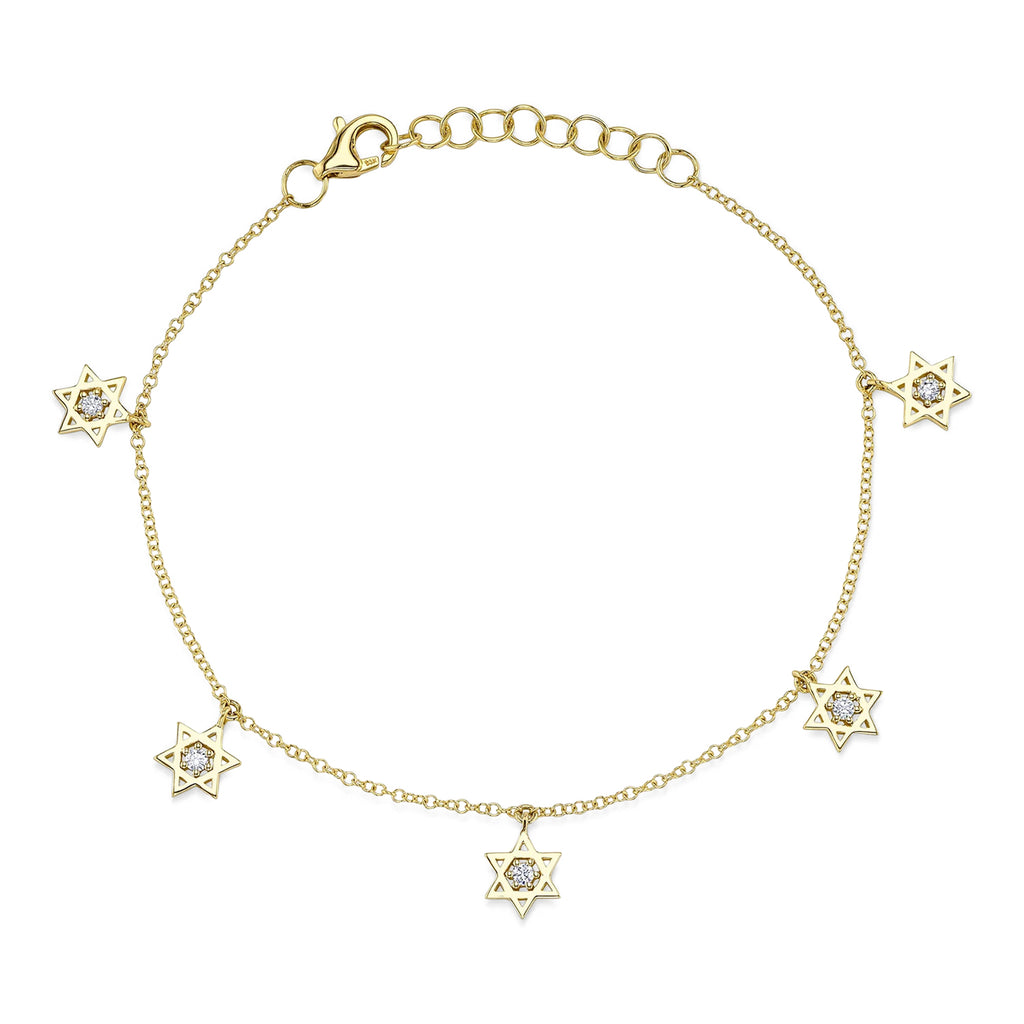 Round Diamond Star of David Bracelet 14K Yellow Gold (0.11ct)