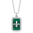 Malachite & Round Diamond Fleur De Lis Pendant Necklace 14K White Gold (2.06ct)