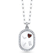 Heart Ruby & Round Diamond Oval Halo LOVE Pendant Necklace 14K White Gold (0.12ct)