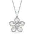 Mother of Pearl & Diamond Flower Pendant Necklace 14K White Gold (5.42ct)