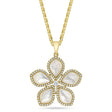 Mother of Pearl & Diamond Flower Pendant Necklace 14K Yellow Gold (5.42ct)