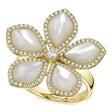 Flower Mother of Pearl & Round Diamond Cocktail Ring 14K Yellow Gold (5.42ct)