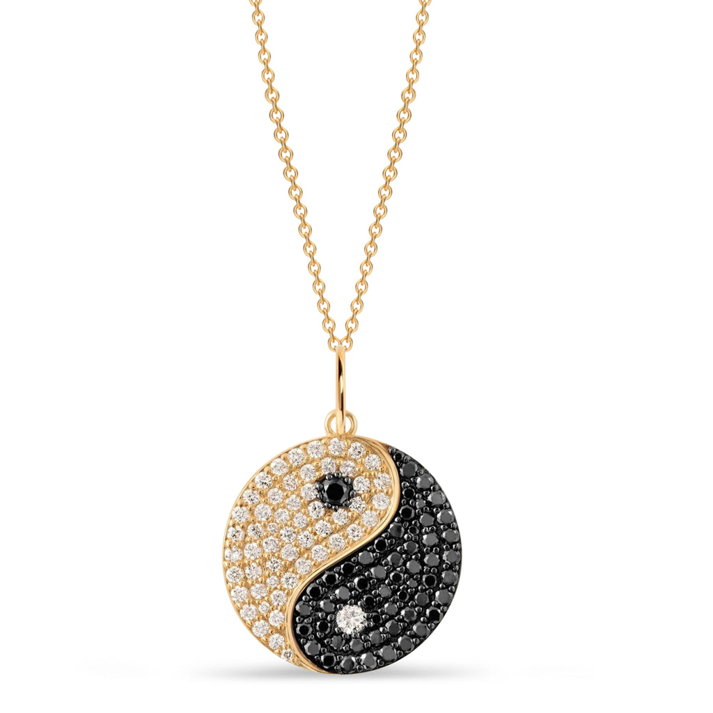 Diamond Yin Yang Pendant Necklace 14K Yellow Gold (0.56ct)