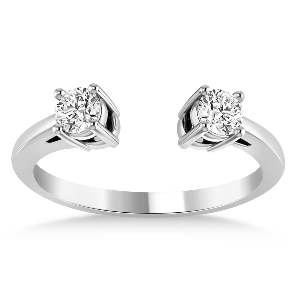 Round-Cut Diamond Open Shank Wedding Band 14k White Gold (0.34 ctw)