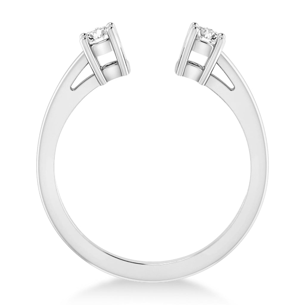 Round-Cut Diamond Open Shank Wedding Band 14k White Gold (0.34 ctw)