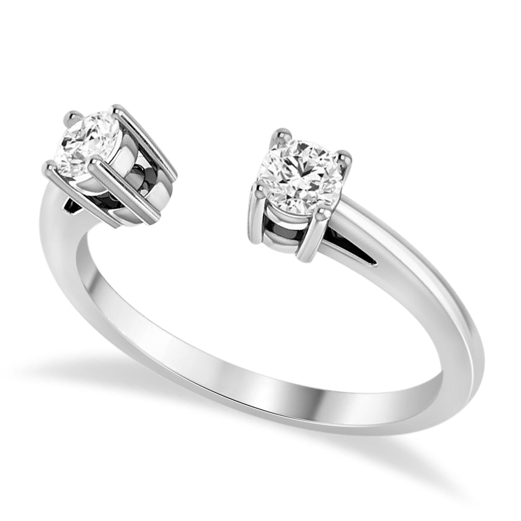 Round-Cut Diamond Open Shank Wedding Band 14k White Gold (0.34 ctw)