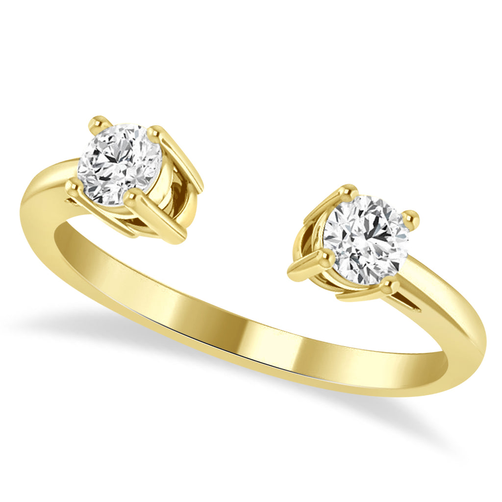 Round-Cut Diamond Open Shank Wedding Band 14k Yellow Gold (0.34 ctw)