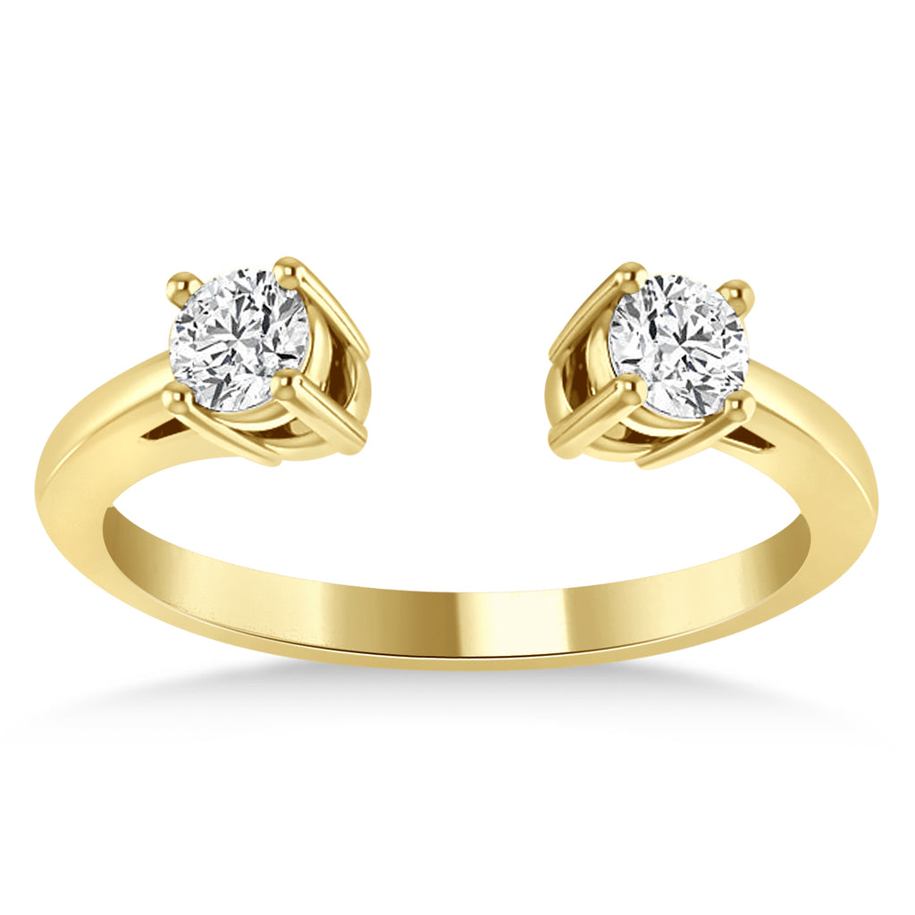 Round-Cut Diamond Open Shank Wedding Band 14k Yellow Gold (0.34 ctw)