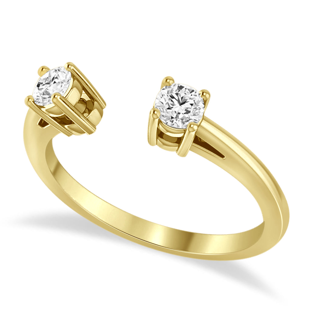 Round-Cut Diamond Open Shank Wedding Band 14k Yellow Gold (0.34 ctw)