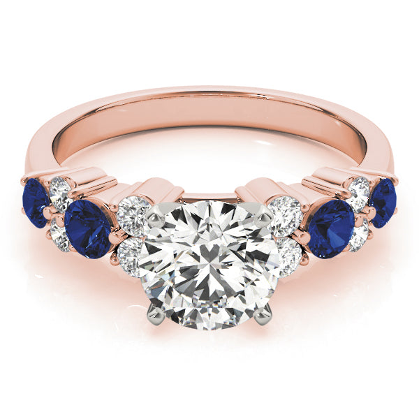 Blue Sapphire & Diamond Engagement Ring 14K Rose Gold (0.66ct)