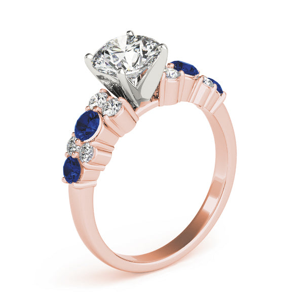 Blue Sapphire & Diamond Engagement Ring 14K Rose Gold (0.66ct)