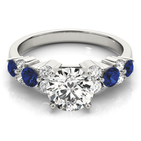Blue Sapphire & Diamond Engagement Ring 14K White Gold (0.66ct)