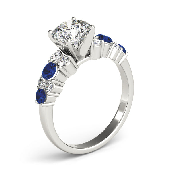 Blue Sapphire & Diamond Engagement Ring Platinum (0.66ct)