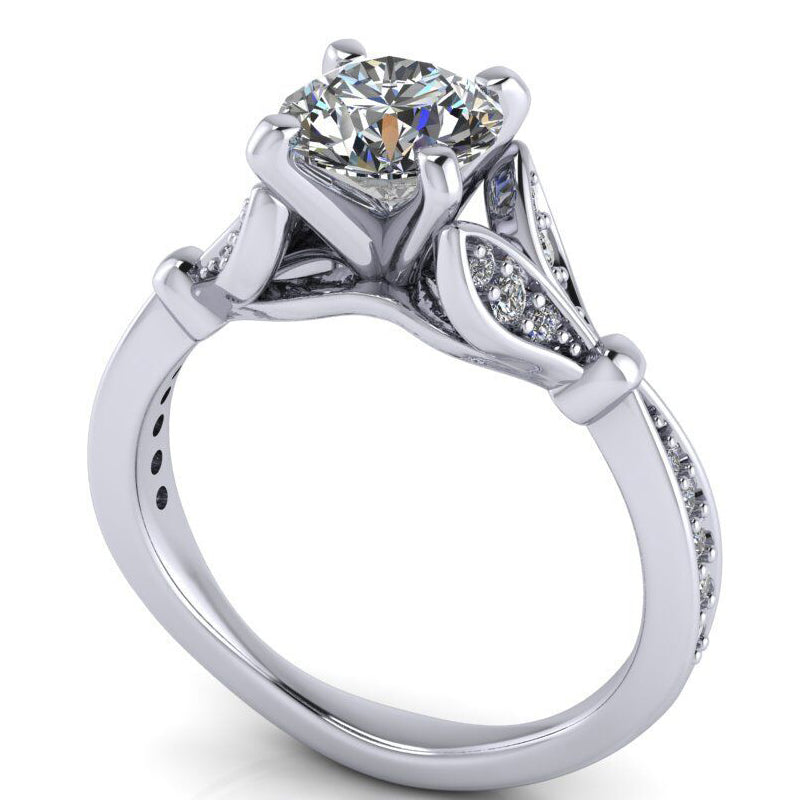 Diamond Accented Tulip Bridal Set 18K White Gold (0.38ct)