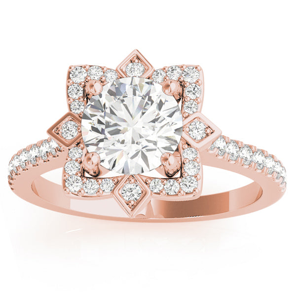 Diamond Royal Halo Engagement Ring Setting 14K Rose Gold (0.31ct)