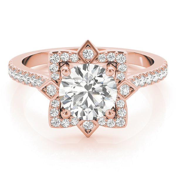 Diamond Royal Halo Engagement Ring Setting 14K Rose Gold (0.31ct)